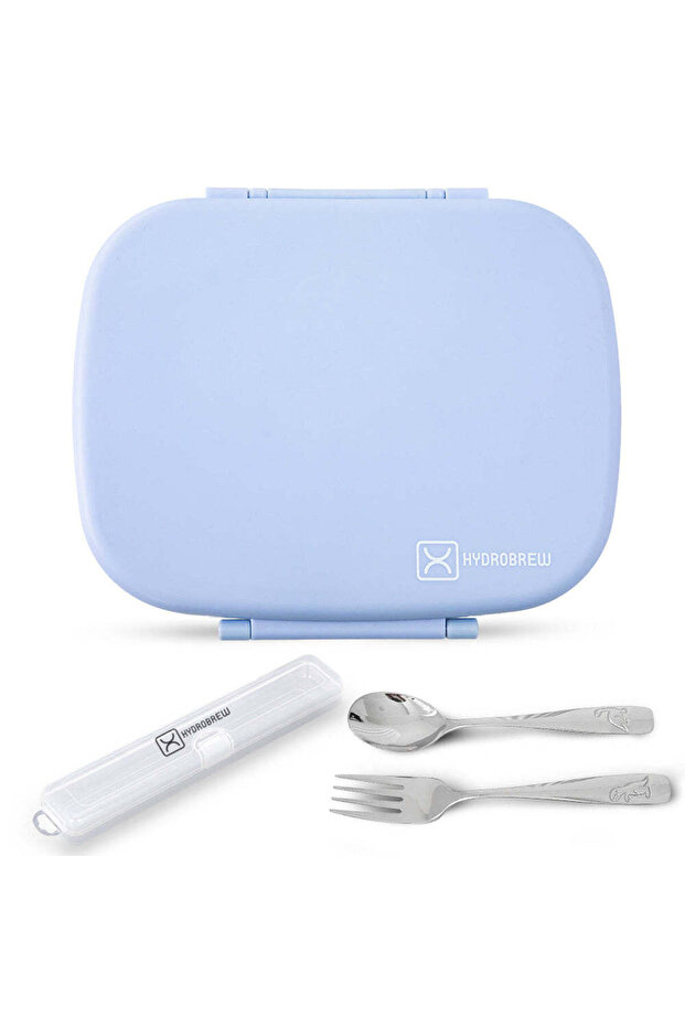 Smart Serve Bento Lunch Box 1100ml w/ Stainless Steel Cutlery Set – Sky Mist