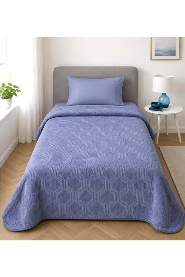Trendy Embossed Single Blanket (155X220)-Art Deco Sky Blue