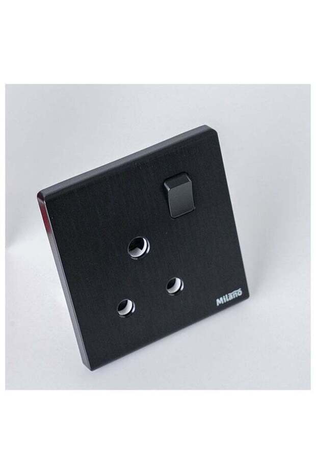 Milano 15A Brushed Black Socket - Fire Retardant PC Material, Silver Point Red Copper, Phosphor Copper