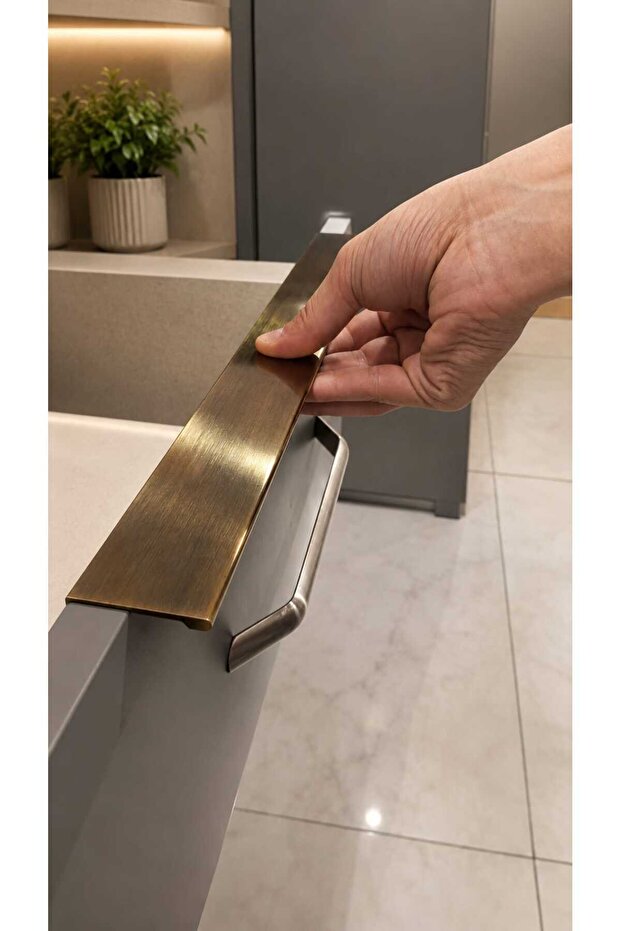40cm Yaris Handle (Polished Antique Yellow) Integrated Handle with Back-Screwed Glass Cover Drawer Handle 40cm Length