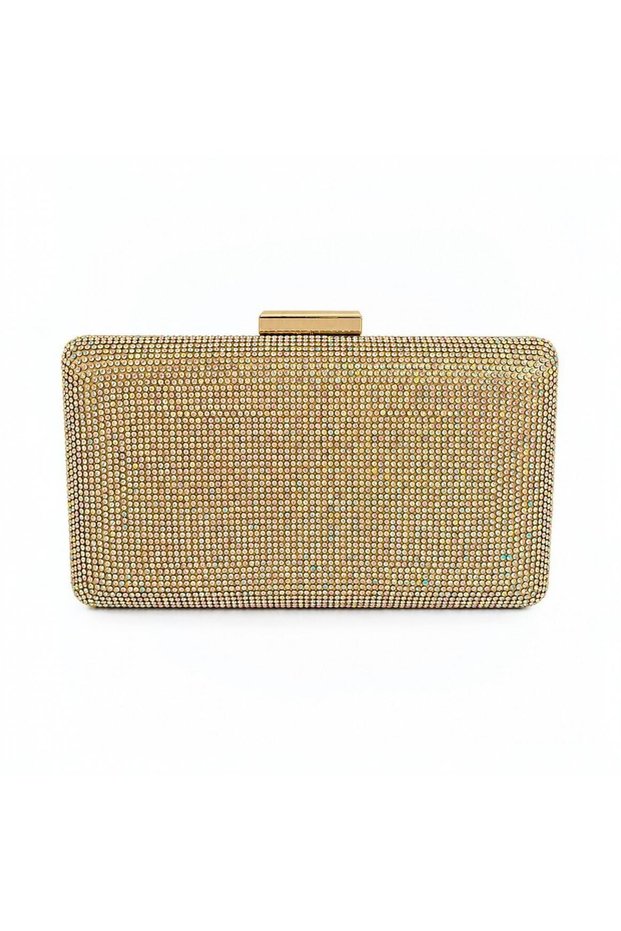 Gold Yellow Shiny Stone Covered Promise Engagement Wedding Women Evening Dress Bag Clutch