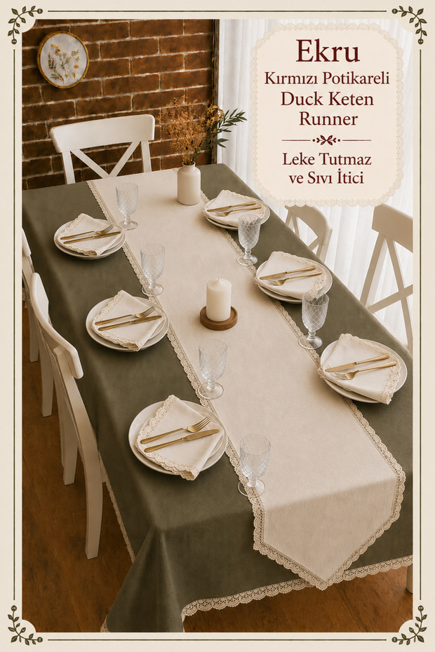 Ekru Keten Runner