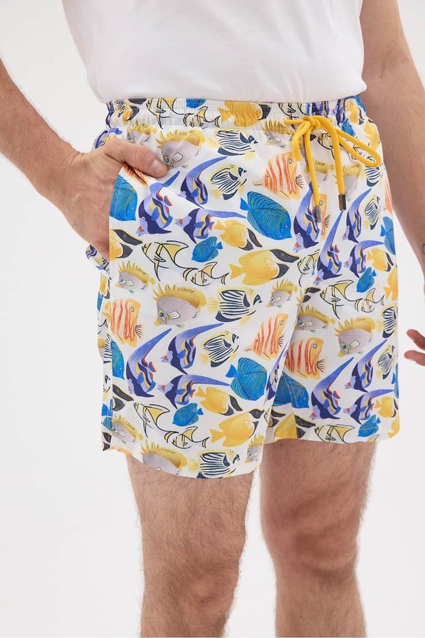 Multicolored Patterned Men's Swim Shorts