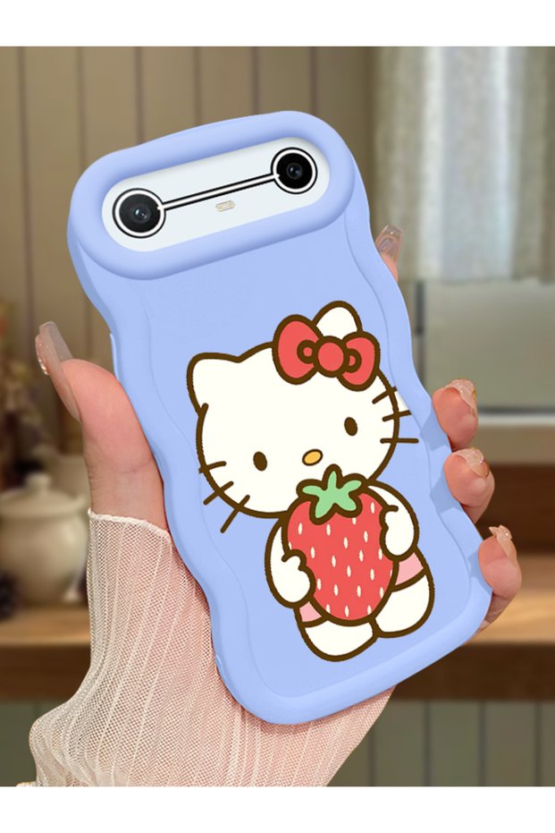 Tecno Pova Slim Compatible Case Camera Protector Blue Silicone Couple Phone Case Kitty Pattern