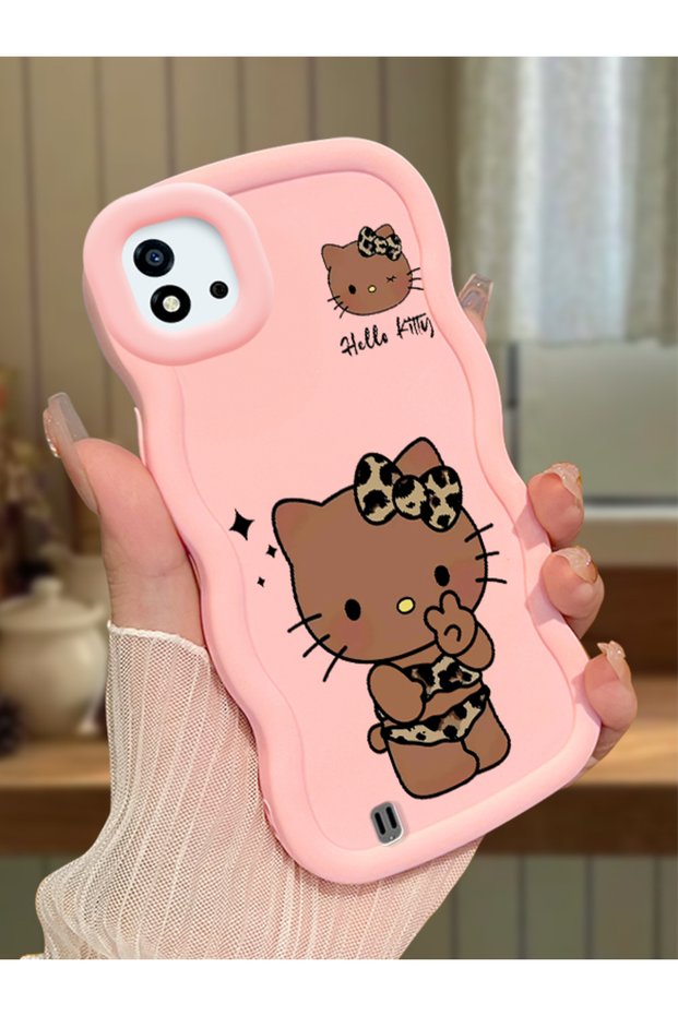 Realme C20 Compatible Case Camera Protector Pink Silicone Couple Phone Case Kitty Pattern