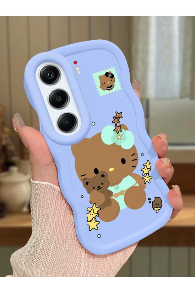 Tecno Camon 40 Compatible Case Camera Protector Blue Silicone Couple Phone Case Kitty Pattern