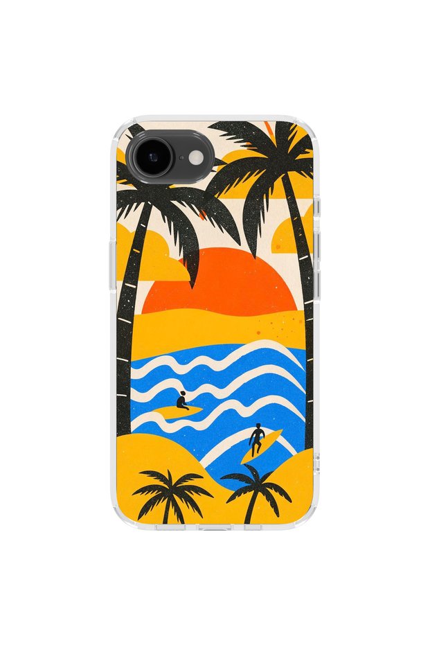 iPhone 17E Compatible Printed Transparent Phone Case | Collection: Summer Beach Tropical