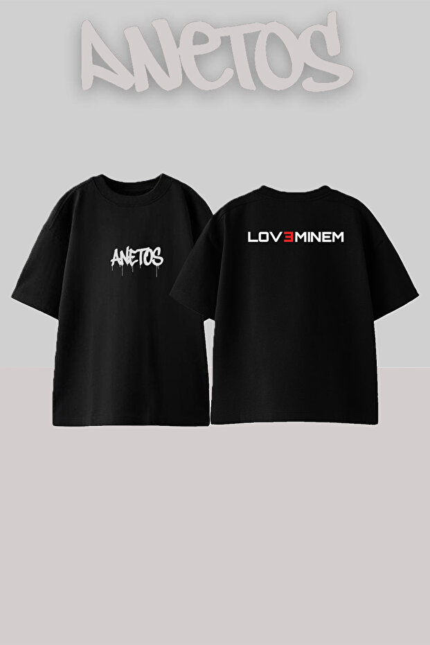 Love Minem Design Printed Unisex Oversize Black Tshirt
