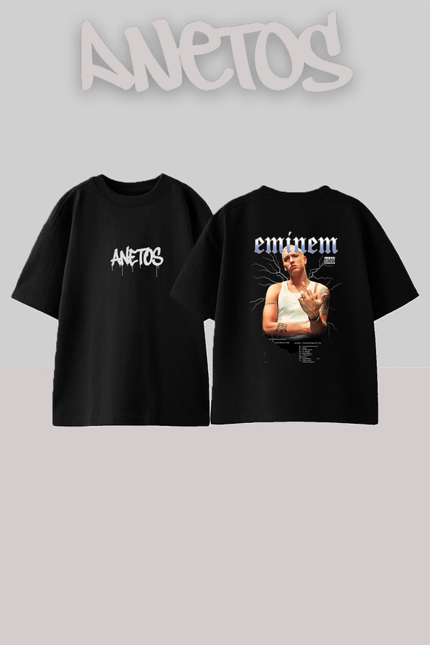 Eminem Rapper_5 Design Printed Unisex Oversize Black Tshirt