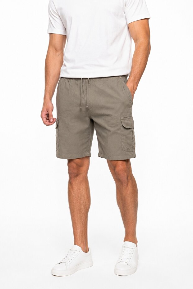 Men's Cargo Pocket 100% Cotton Linen Look Shorts Bgl-St05596