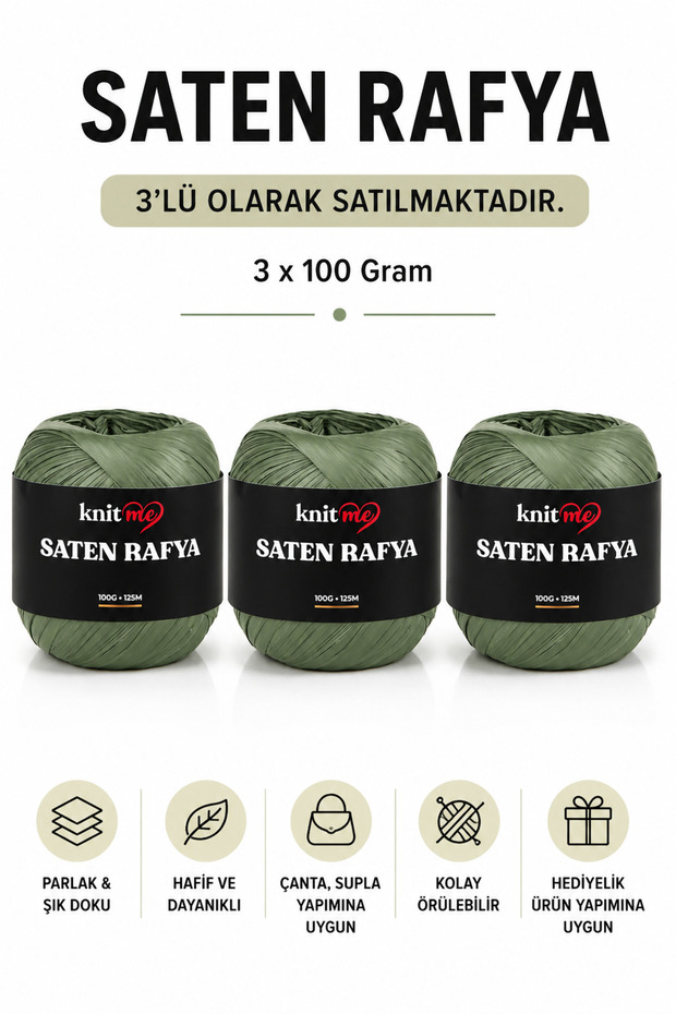 Satin Raffia 100 Gr 125 Mt Bag String Supla String 3 Pieces