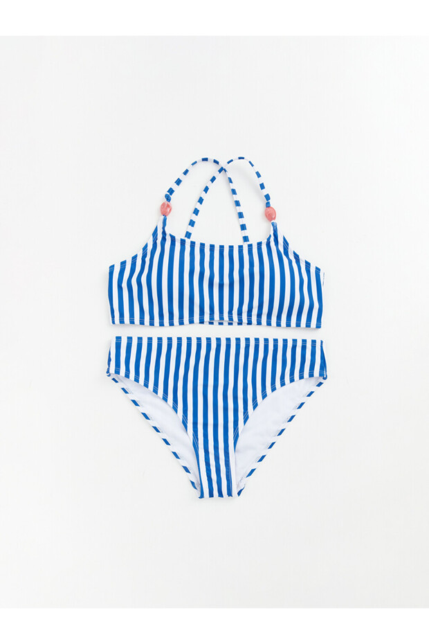 Navy Blue Striped Girl's Bikini