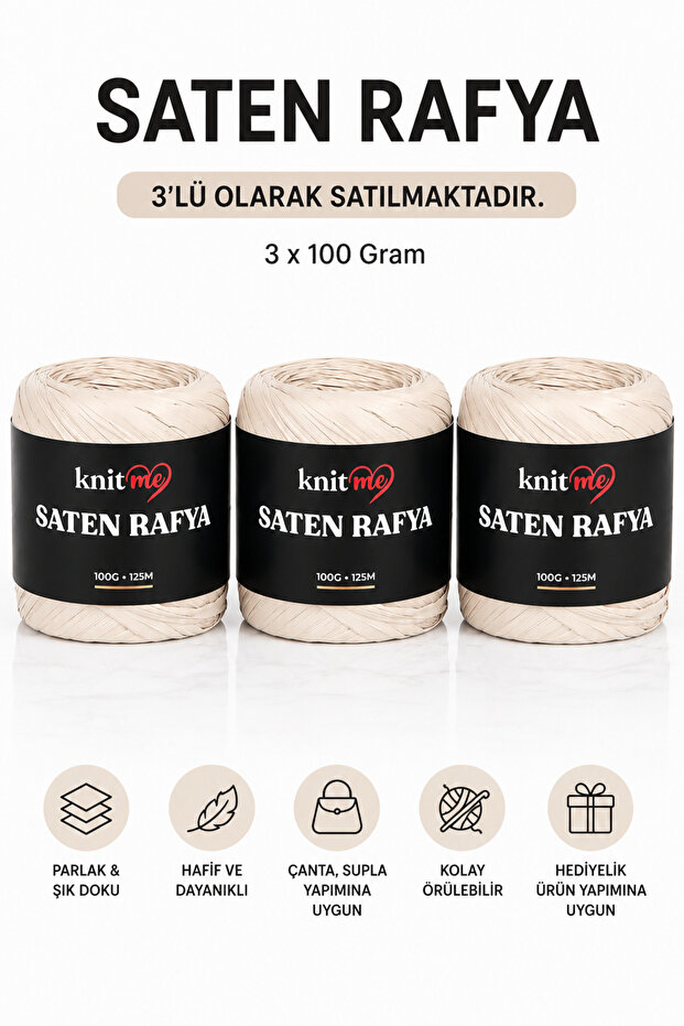 Satin Raffia 100 Gr 125 Mt Bag String Supla String 3 Pieces