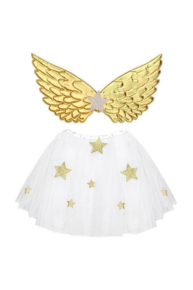 Costum inger copii set aripi aurii tutu multicolor
