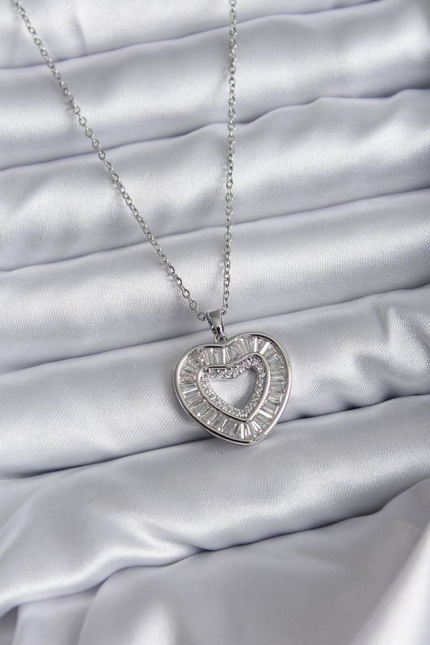 316L Steel Chain Silver Color Baguette Zircon Stone Women's Necklace