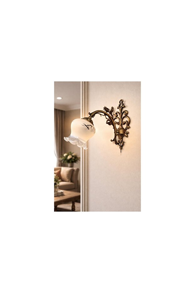 Tuli̇p Single Applique with Antique Finish and Honey Color Salmon Glass