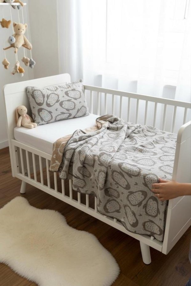 Muslin Baby Blanket and Pillowcase Set 100X100 cm 100% Cotton 3 Layers Jacquard – Newborn Gift, Birth Gift, Baby Shower Gift