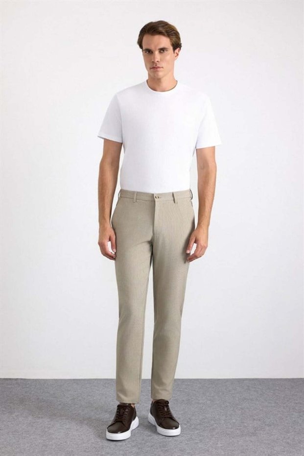 Bej Slim Düz Jogger Pantolon