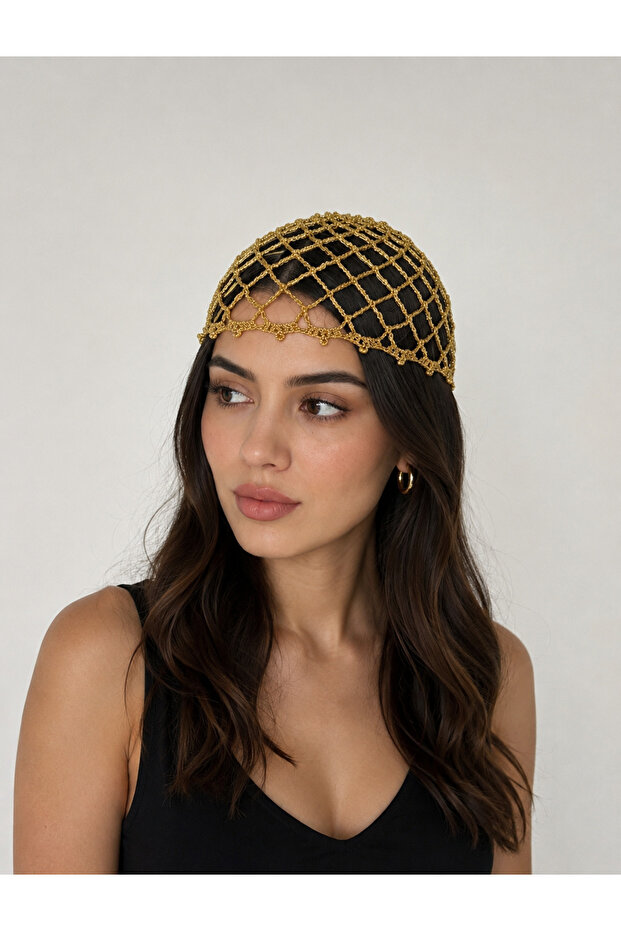 Knitted Mesh Hat Gold Mesh Hat