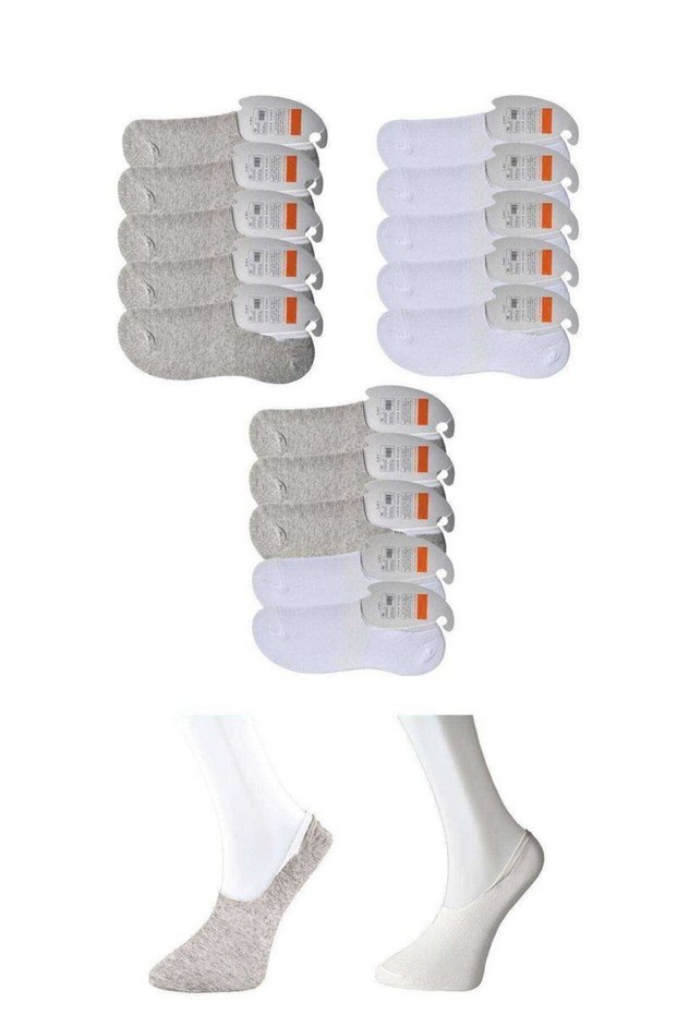Gray and White Men's Ballerina Socks 15 Pairs