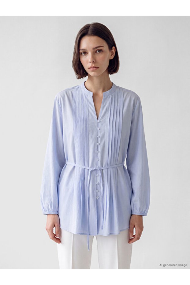 Quality Pieces from Çelebi Store Pleated Belted Loose Fit Women's Shirt Tunic