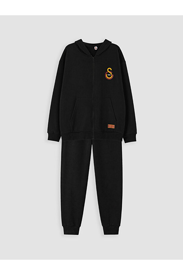 Black Galatasaray Printed Boys' Tracksuit Set