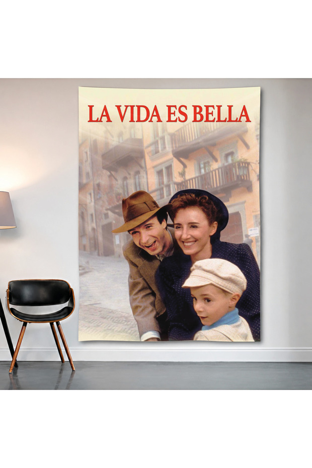 La Vita È Bella (Life Is Beautiful) Wall Covering Wall Tapestry First Quality Satin Fabric Poster
