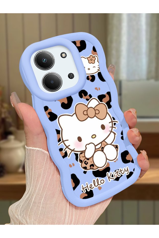 Redmi 15C 5g Compatible Case Camera Protector Blue Silicone Couple Phone Case Kitty Pattern