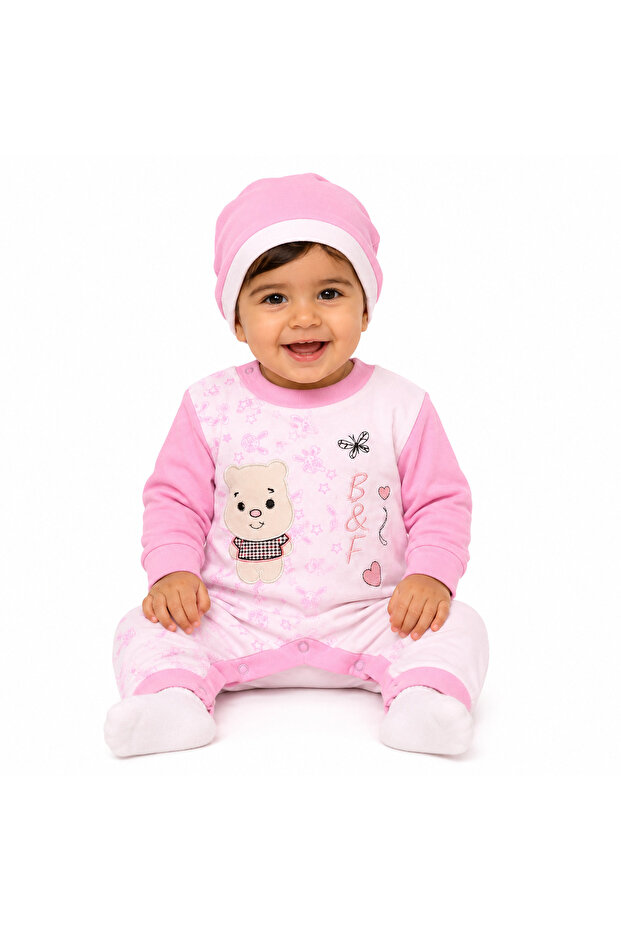 Cartoon Bear Design Baby Romper with Hat 1 Year Old Infant Romper