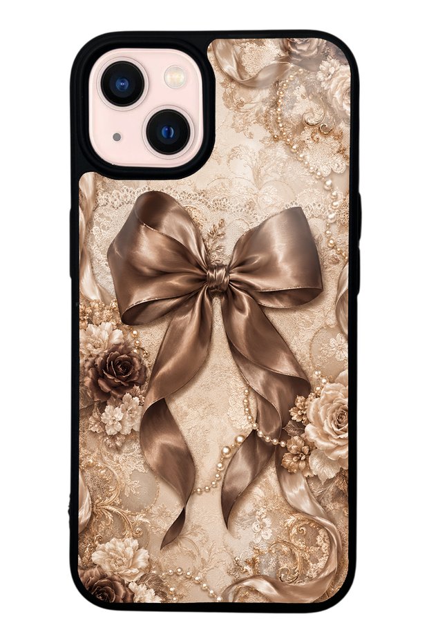 iPhone 13 Glossy Phone Case with Bronze Pearl Design