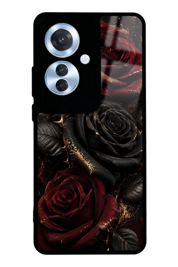 Oppo Reno 11F Obsidian Crimson Rose Design Glossy Phone Case