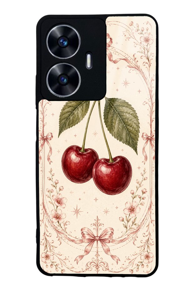 Realme C55 Glossy Phone Case with Vintage Cherry Blossom Design