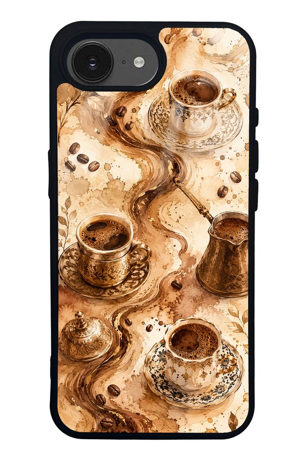 iPhone 16E Golden Mocha Flow Design Glossy Phone Case