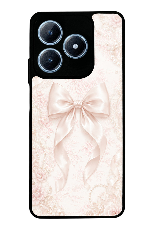 Realme C63 Glossy Phone Case with Blush Pearl Bow Design