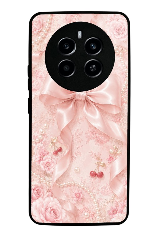 Realme 12 Pro Plus Glossy Phone Case with Cherry Blush Bow Design