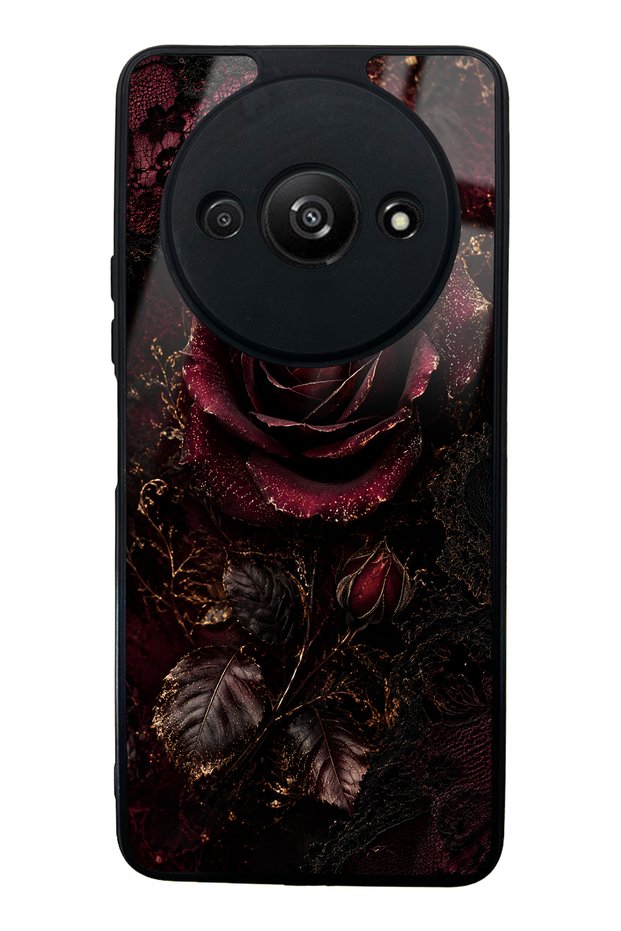 Xiaomi Redmi A3 Glossy Phone Case with Midnight Velvet Rose Design