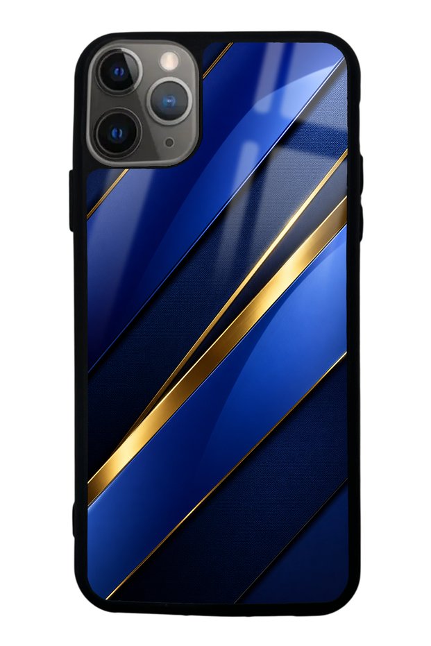 iPhone 11 Pro Max Glossy Phone Case with Sapphire Gold Edge Design