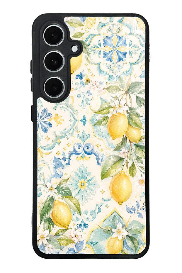 Samsung S24 Fe Azure Lemon Garden Design Glossy Phone Case