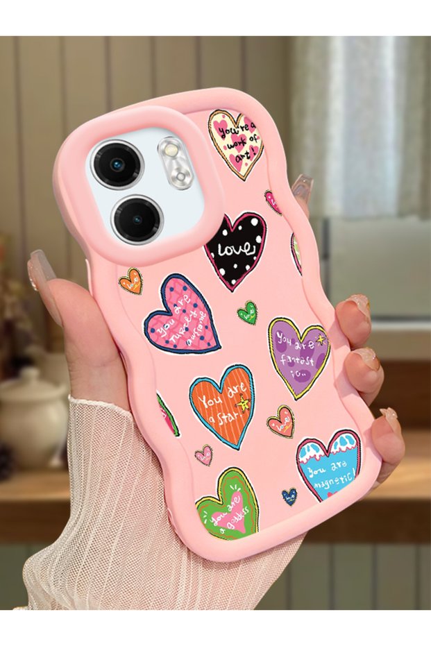 Infinix Smart 9 Compatible Case Camera Protector Pink Silicone Couple Phone Case Heart Pattern