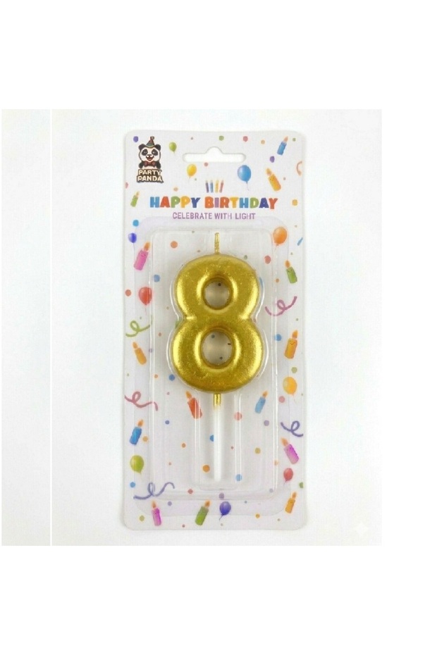 PartyPanda Gold Birthday Party Candle Number 8