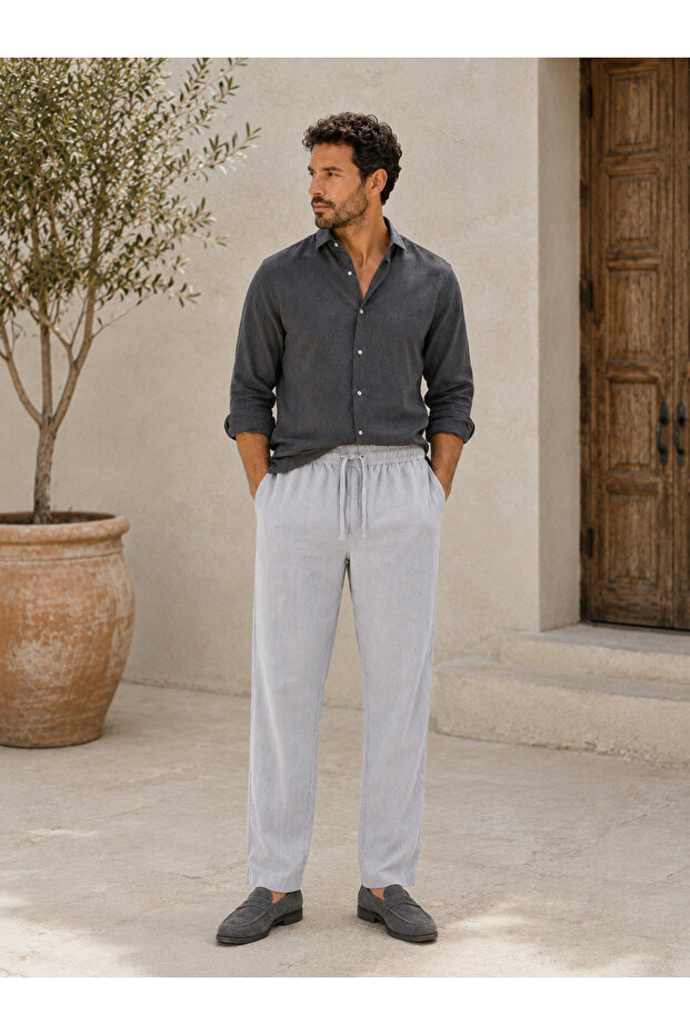 EVRANO 100% Linen Regular Fit Pants إفرانو | بنطلون كتان 100% بقصة Regular Fit