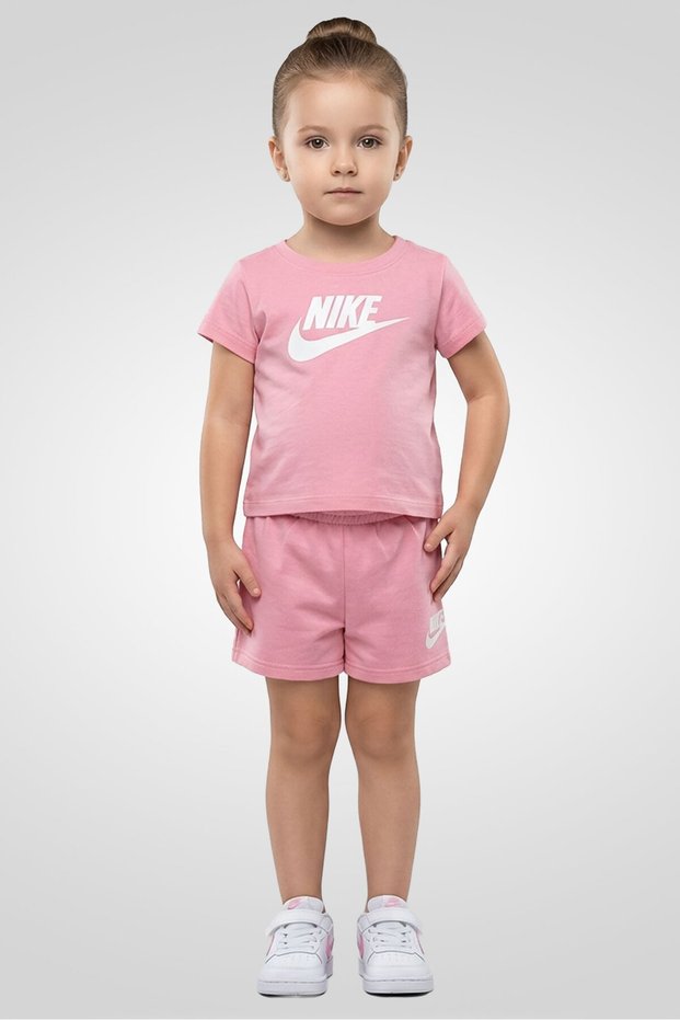 Toddlers Girl 2 Pieces Brand Logo Top And Shorts Set, Pink