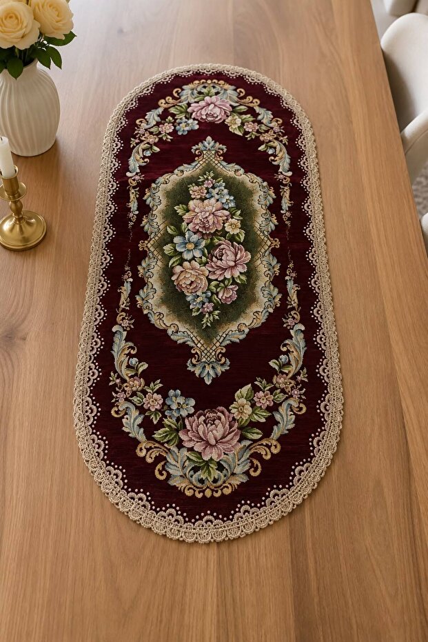 رويال بوكيه شونيلي غوبلن 40×90 بيضاوي الشكل - غطاء طاولة القهوة