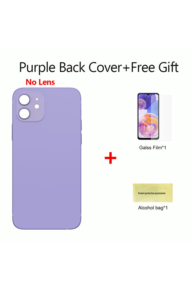 For iPhone12 Purple Back Glass For IPhone 12 Back Cover Glass Fast Replacement Housing Battery Cover