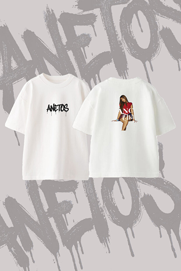 Aaliyah Design Back Printed Cotton White Oversize T-Shirt