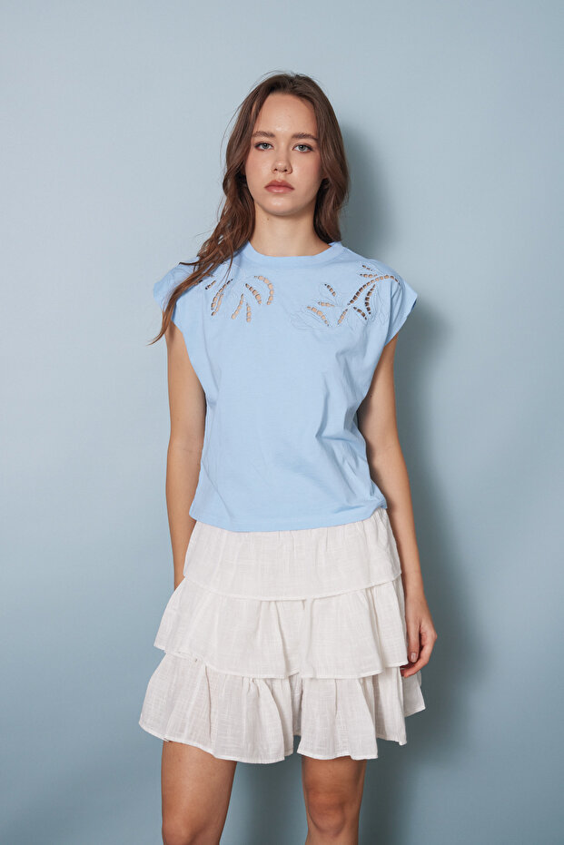 Cutwork Embroidery Detail T-Shirt