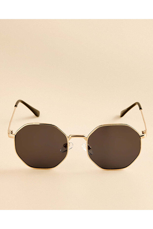Boys Gold Hexagonal Aviator Sunglasses