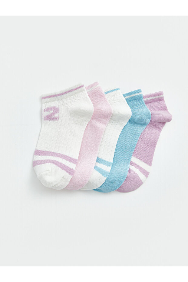 Two Mt Shop Quality Lcw Kids Ecru Patterned Girls' Booties Socks