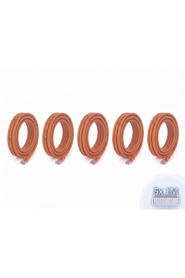 Cat6 Patch Cable 1 Meter Rj45 Ready-Made with Two Ends Stripped 1000 Mbps Pack of 5