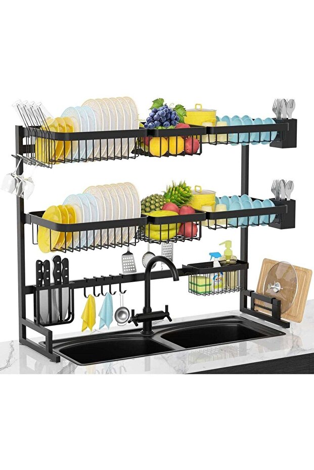 3 Layer Stainless Steel Dish Rack Over Sink Dish Drainer Drainer Dryer Rack Kitchen Storage Organizer Rack Kitchen Utensil Holder